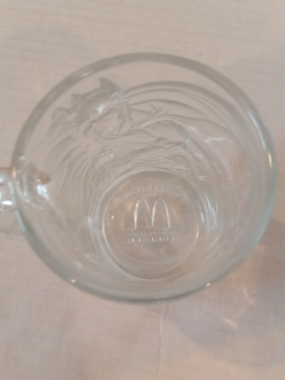 Vtg Mc Donald's 1995 Batman Forever Clear Glass Embossed Mug